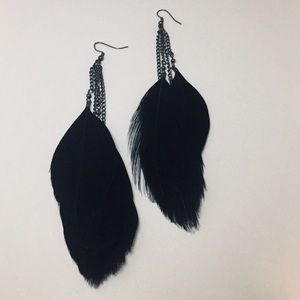 Black feather earrings